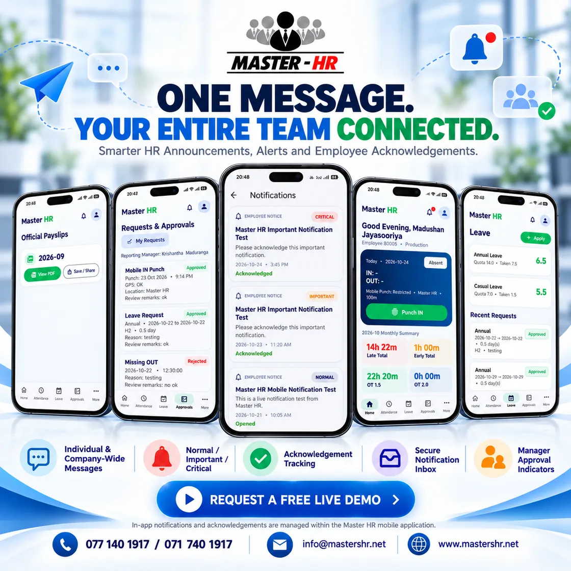 Connected HR communication – promotional Master HR mobile app creative