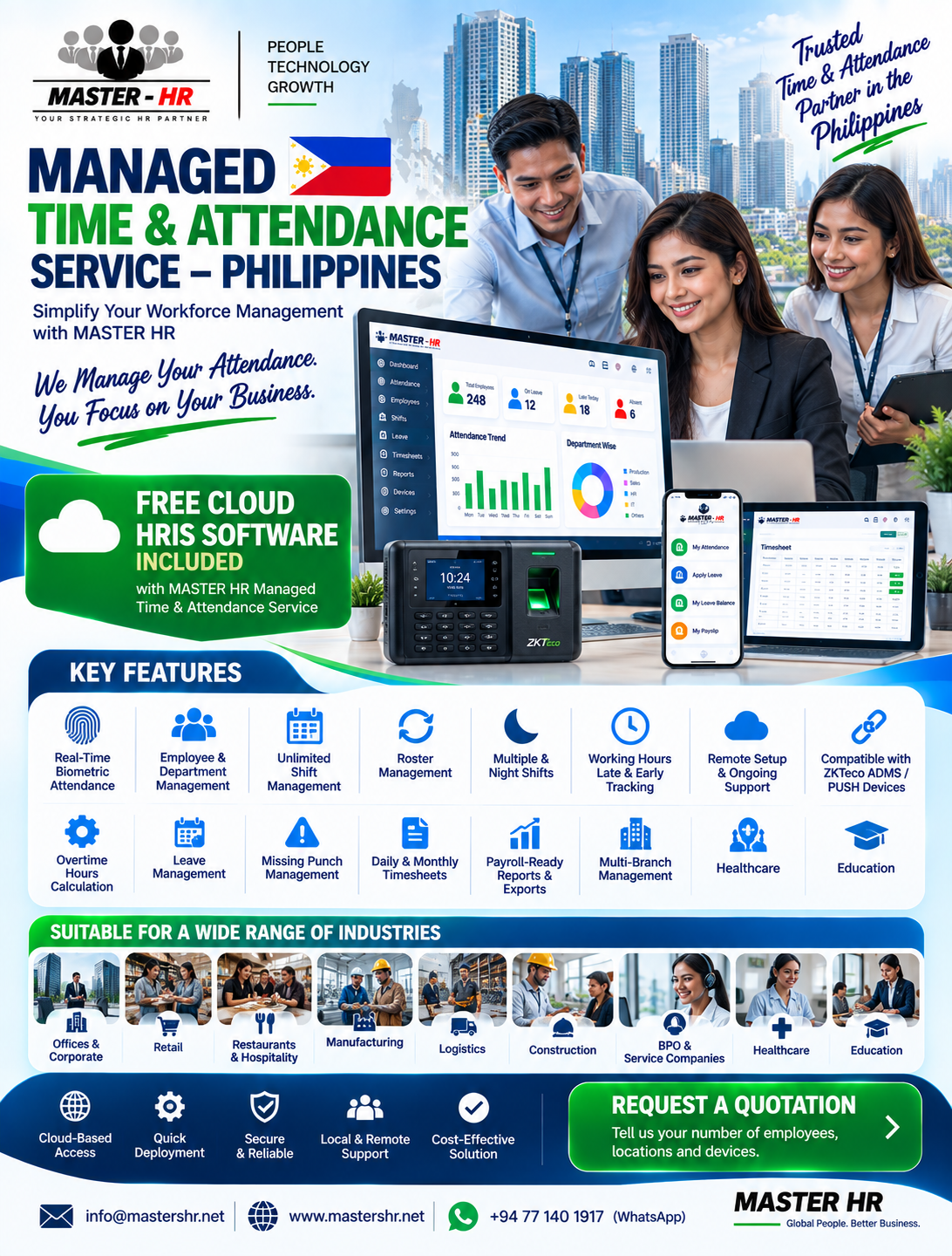 Master HR Managed Time and Attendance Service Philippines poster