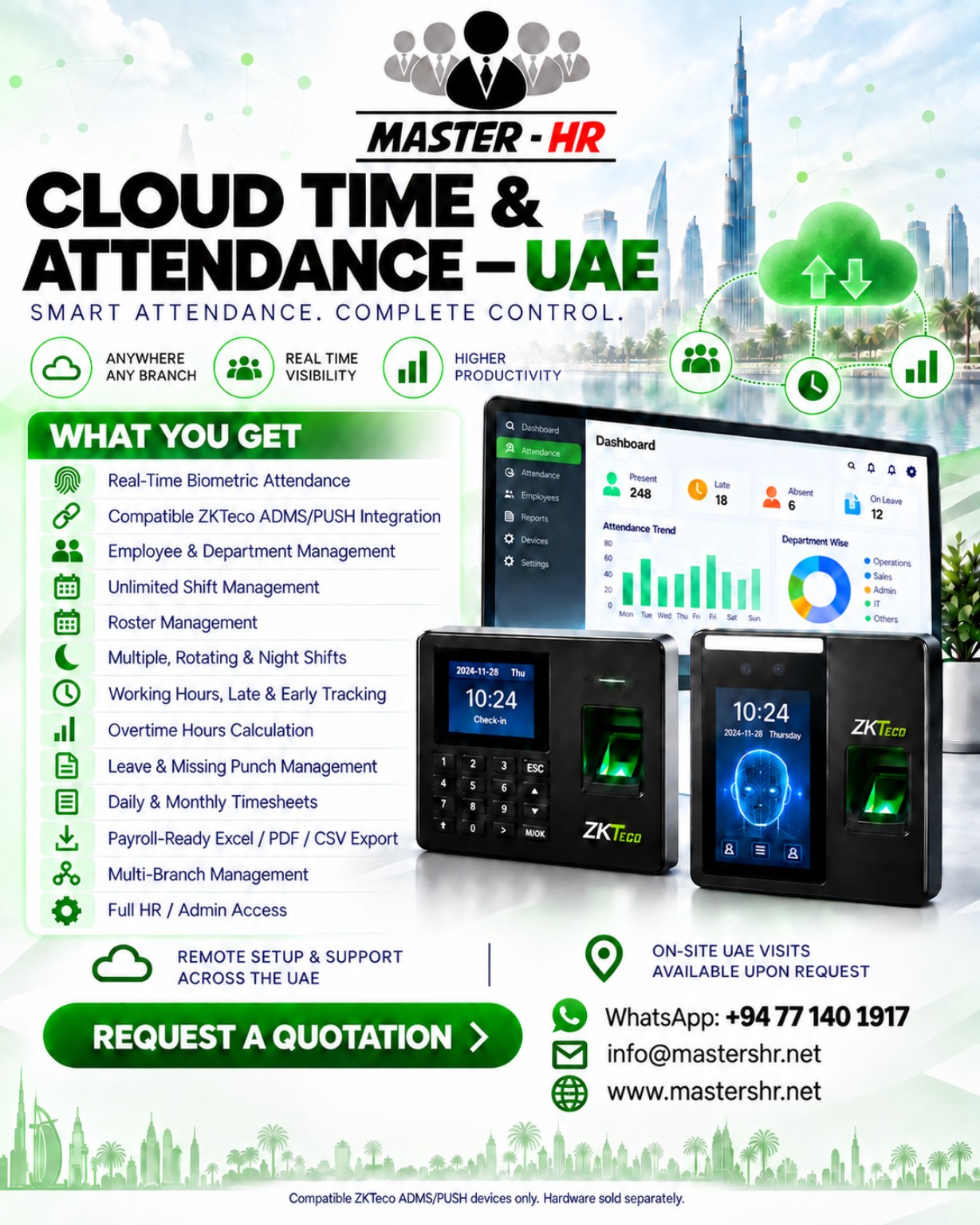 Master HR Managed Time and Attendance Service UAE poster